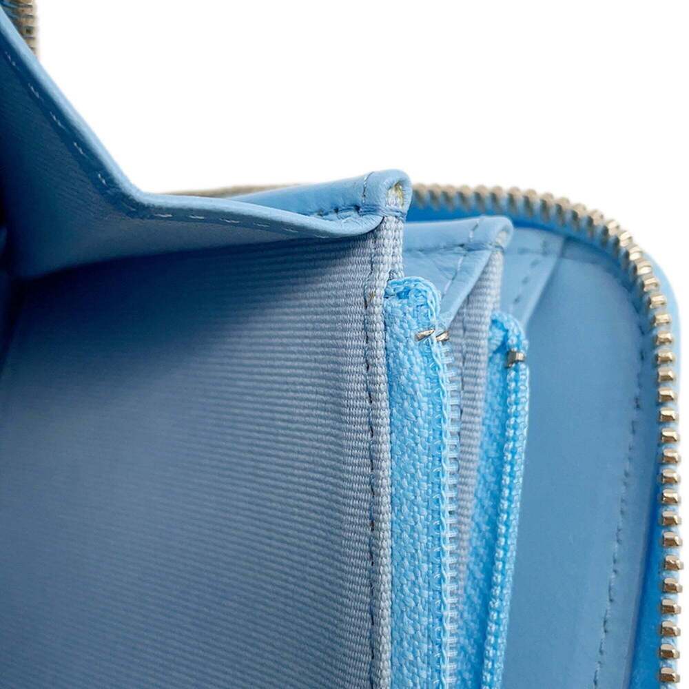 CHANEL Blue Lambskin Leather Logo Wallet - Picture 9 of 14